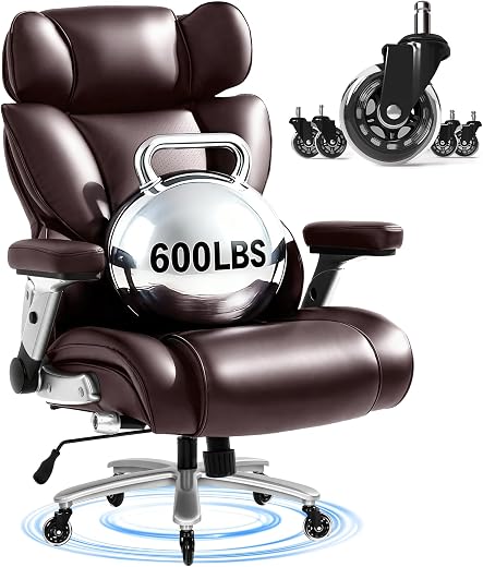 FLEXISPOT 600lbs Big and Tall Office Chair for Heavy People, Heavy Duty Computer Desk Chair with Dynamic Lumbar Support 2D...