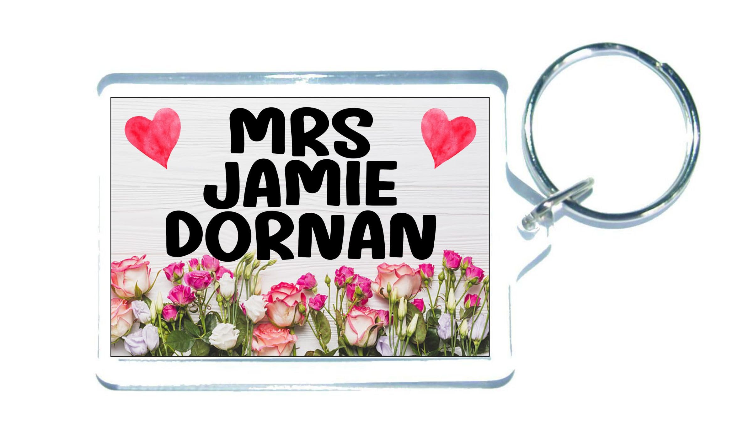 Decalarama Clear Mrs Jamie Dornan Keyring Gift – Fun Cute Novelty Movie Star Fan Present