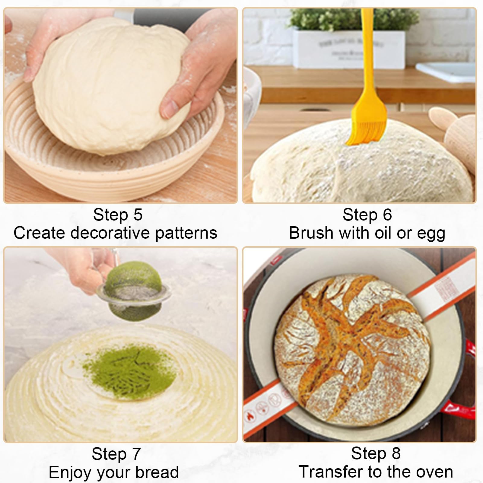 Kit de démarrage au levain avec panier grille-pain naturel, 2 paniers de fermentation et 750 ml pâte aigre