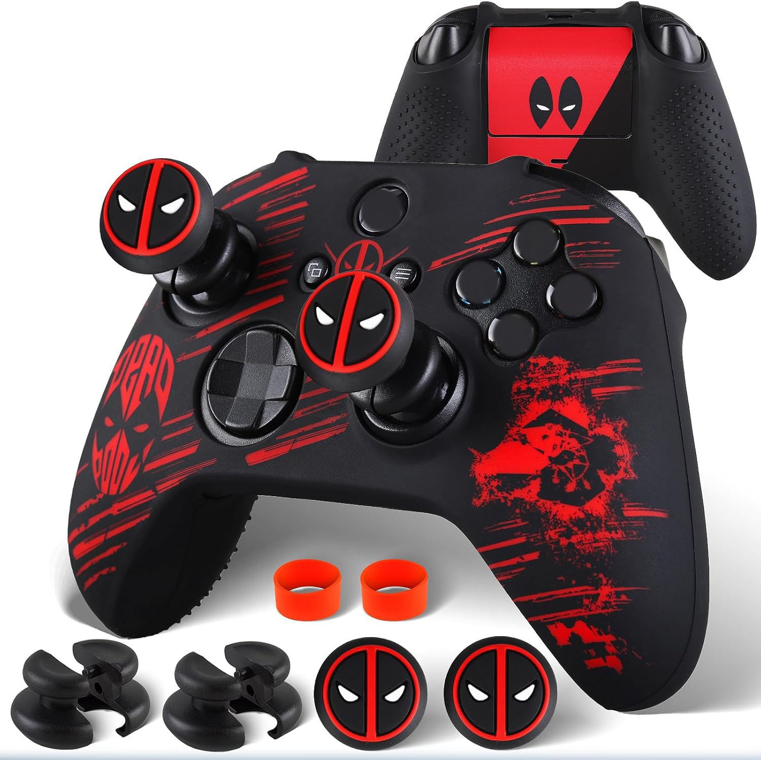 Silicone Skin Cover Sticker x 1 & Extender Grips x 2 for Xbox Series/One Controller Deapool-image-9