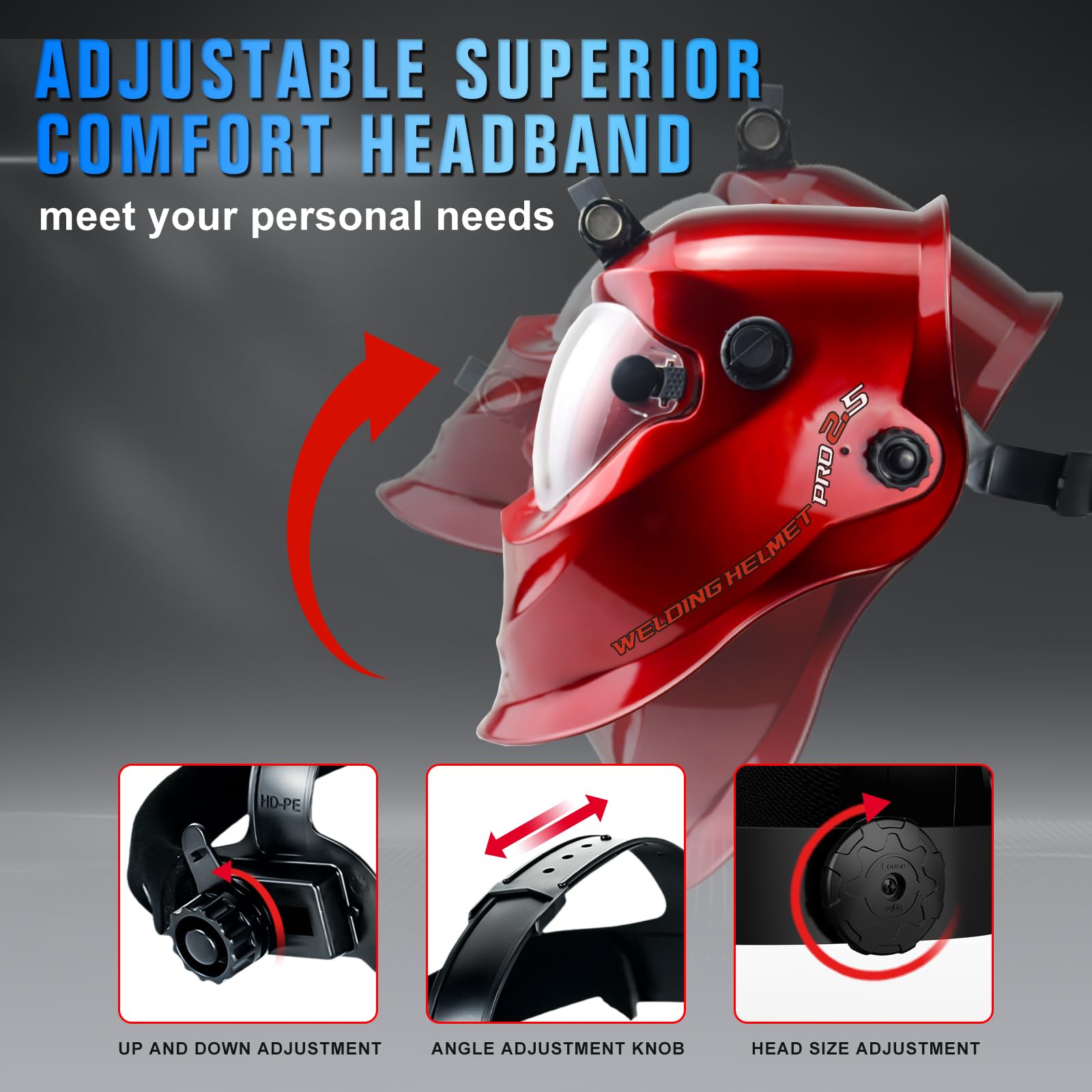 TRQWH Casco de soldadura con luz de color verdadero, oscurecimiento automático, cascos de soldadura para hombres, capucha de soldadura con 2 sensores de arco, pantalla ancha 4/9-13 para máscara de