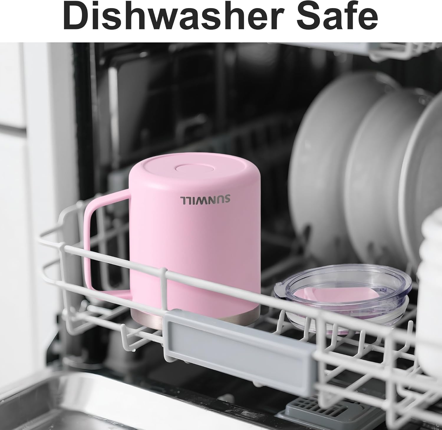 SUNWILL Insulated Coffee Mug with Lid, Travel Tumbler Reusable, 14 oz Stainless Steel Cup for Camping, Office, Home, Powder Coated Sakura - Image 4