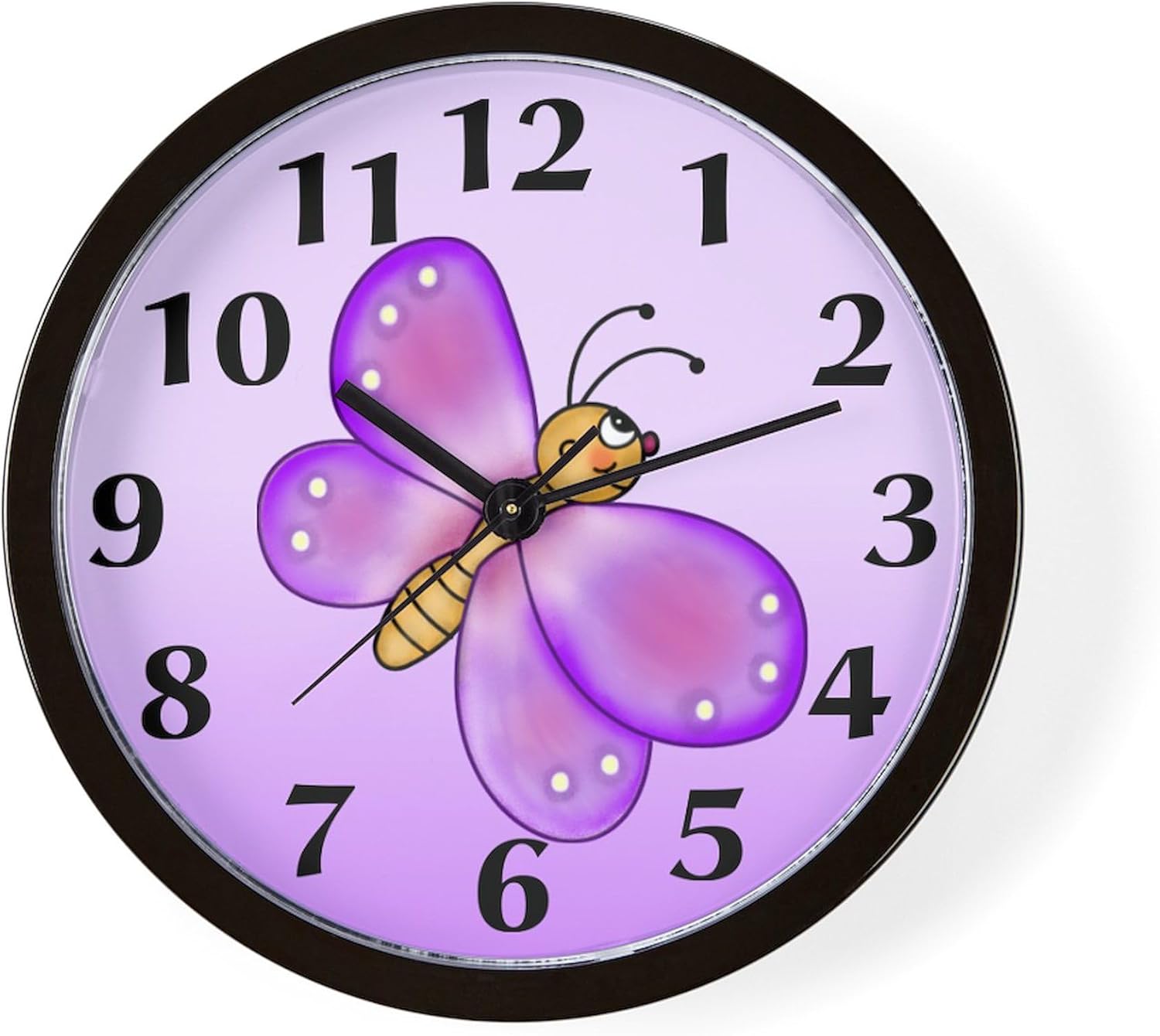 CafePress Purple Butterfly 10" Wall Clock for Livingroom, Kitchen, or Office