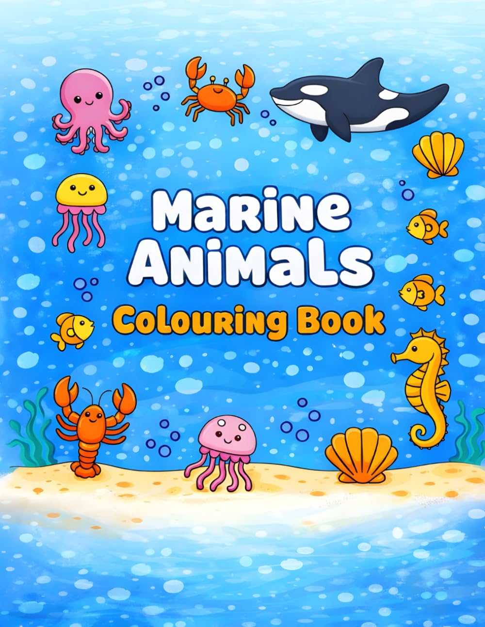 Marine Animals Coloring Book for Toddlers Ages 2–6: Big & Easy Ocean Animals with Bold Lines – Includes Simple and Progressive Designs