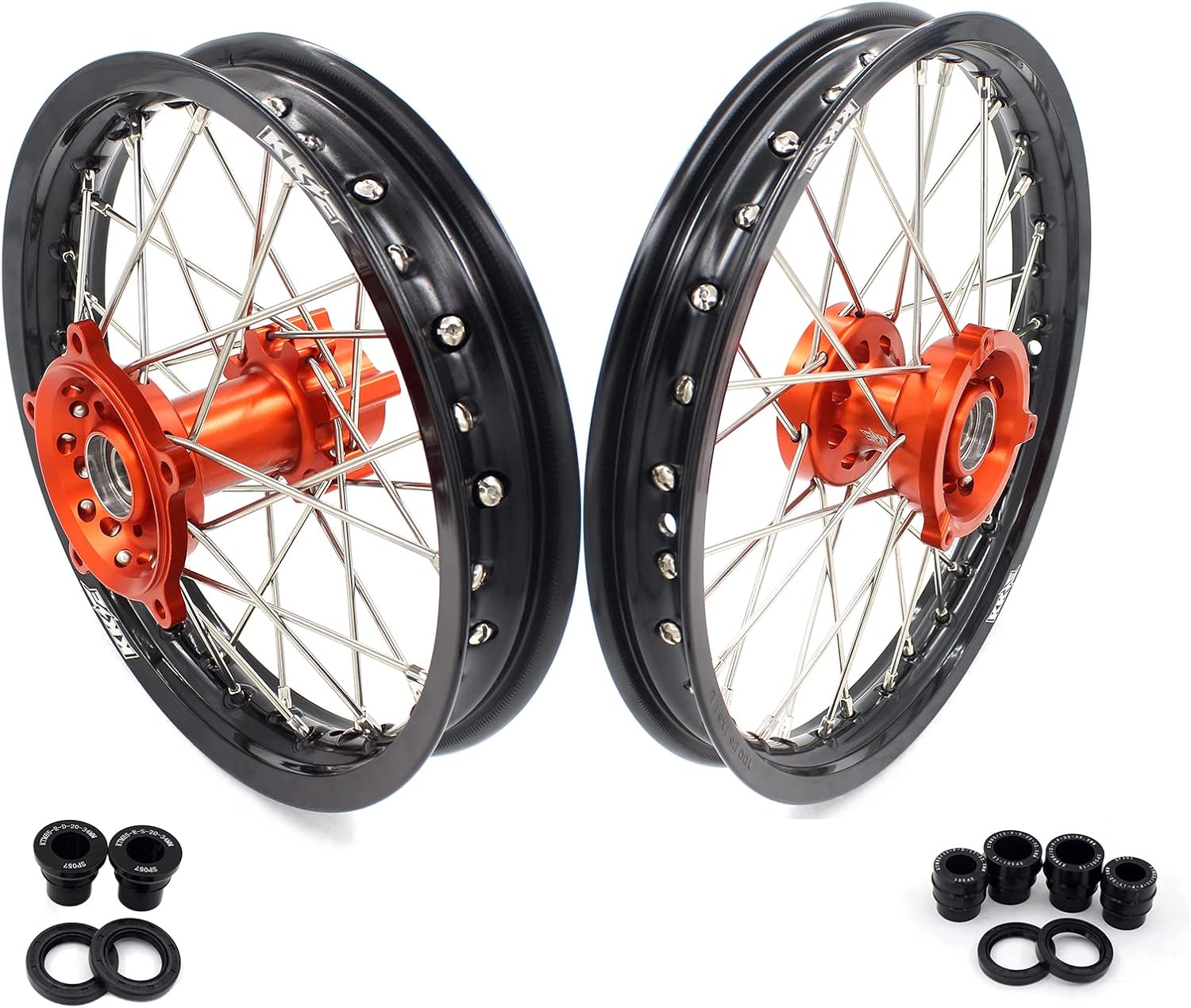 KKE 1.4x14"/1.6x12" Kid's Small Wheels Rims Set Compatible with KTM65 SX 2002-2023 Mini Orange Hub