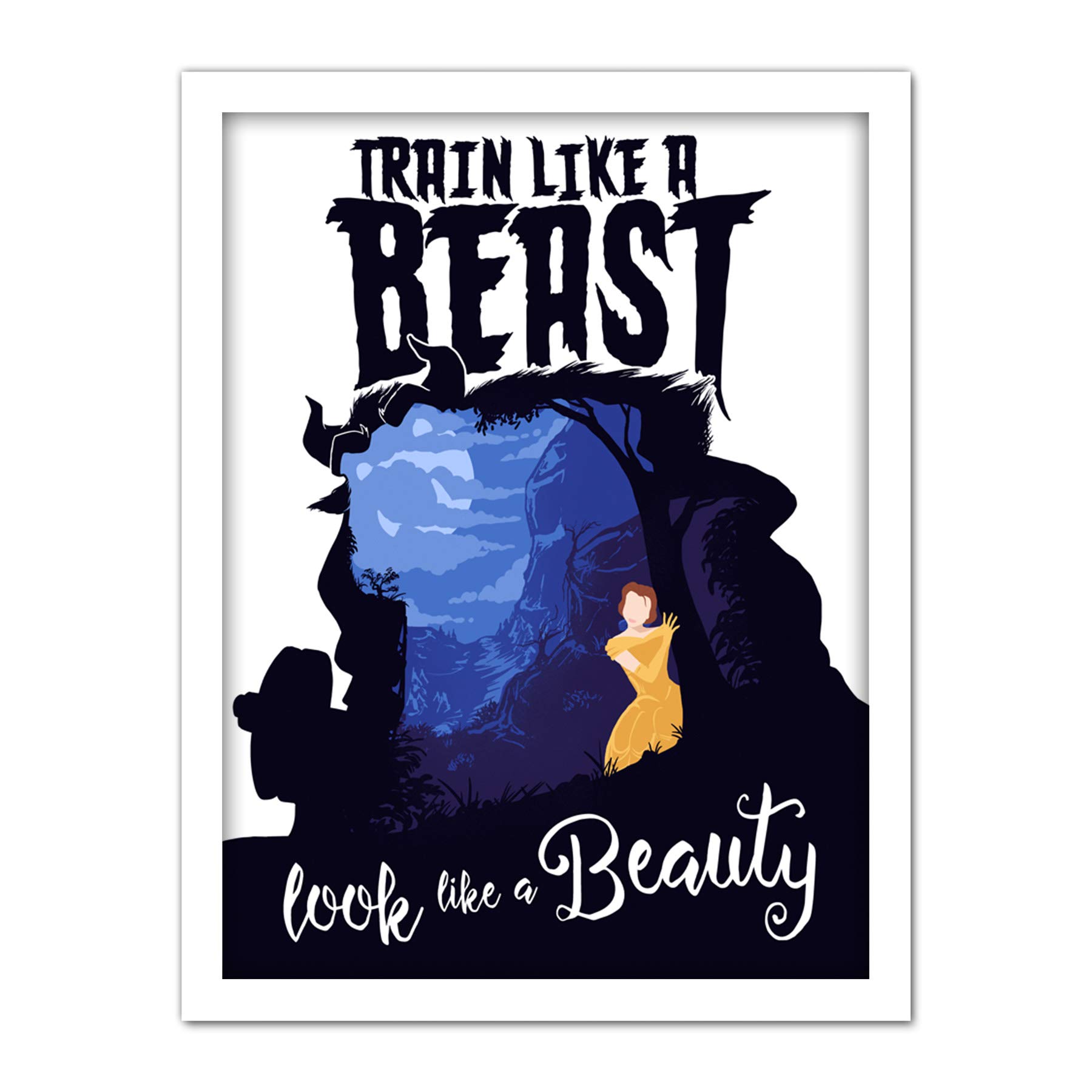 Wee Blue Coo Train Like A Beast Look Like A Beauty Artwork Framed Wall Art Print 18X24 Inch