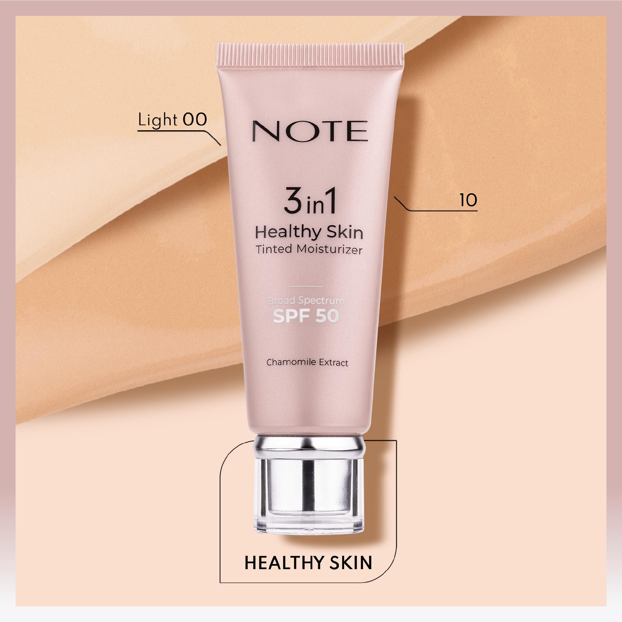 Note Cosmetics 3 in 1 Healthy Skin Light Tinted Moisturizer 50 SPF Renk Ton Eşitleyici Aydınlatıcı Krem, 00 Açık Ton