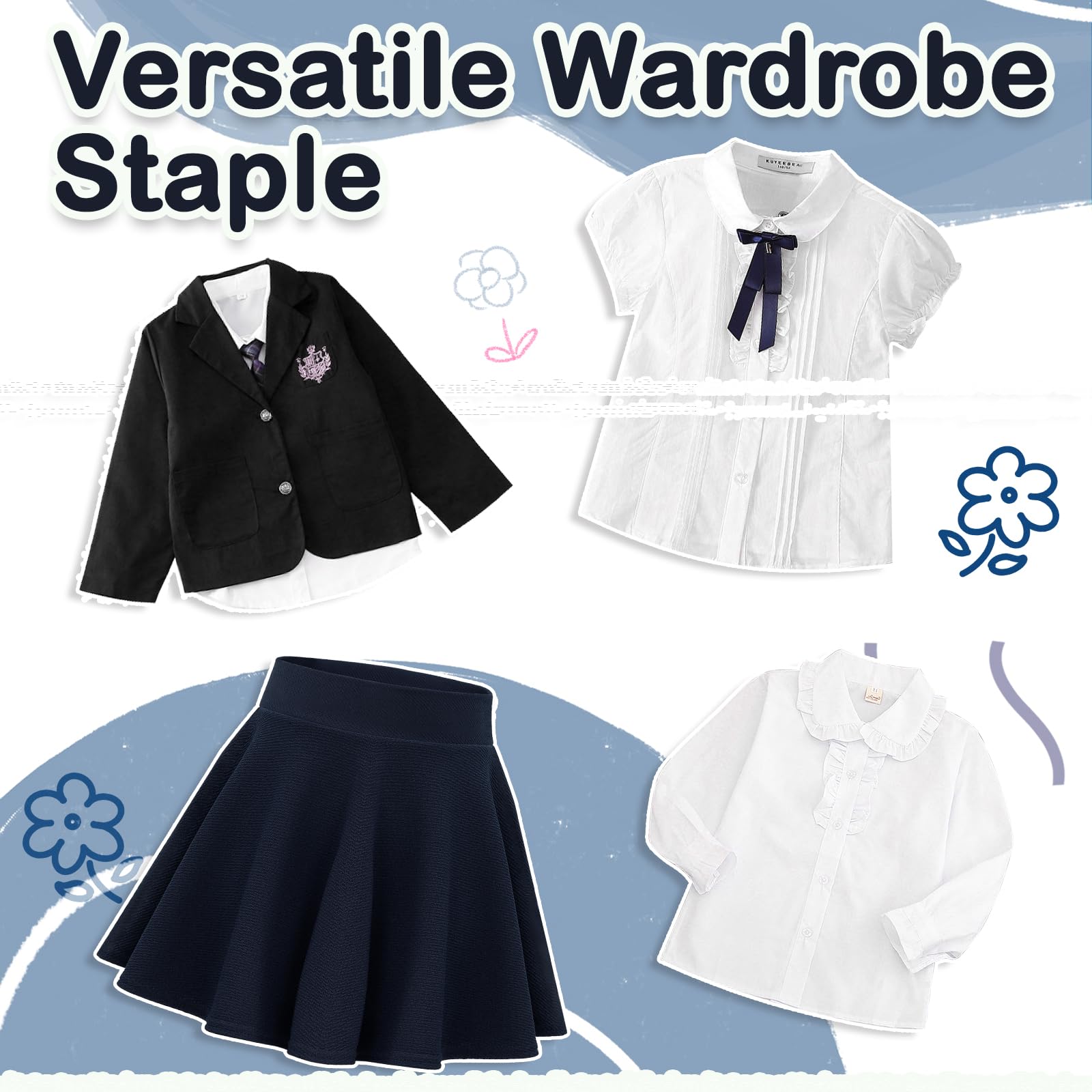KAKU NANAU Gonne Pantalone per Ragazze Gonne 9-14 Anni Arricciate Pieghettate Vita Alta Elasticizzate Gonne semplici con Shorts Abbigliamento Estivo Rosso Bianco Rosa Verde Blu