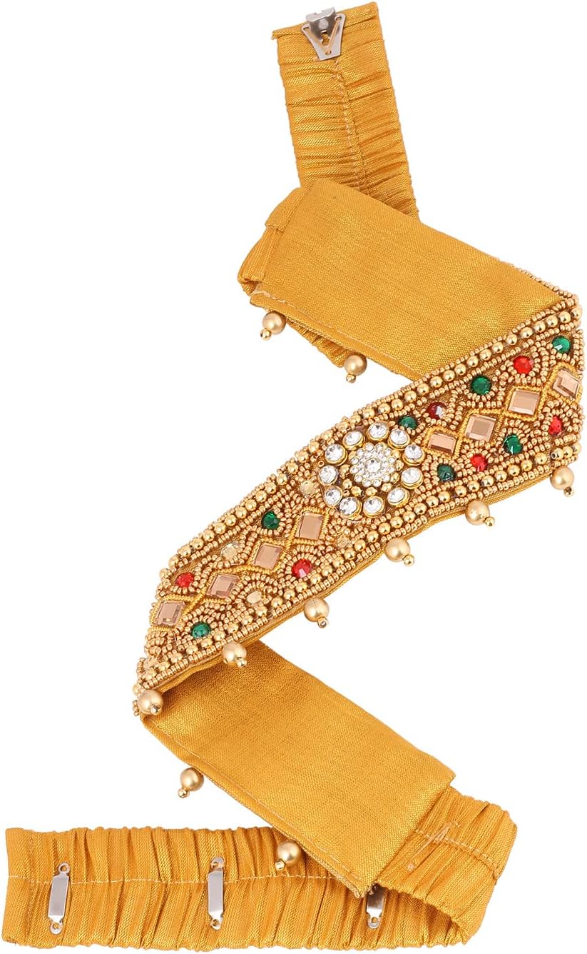 VAMAFashion Multicolour Cloth Waistband Kamarband Belly Chain Belt For Girls Soth Indian Traditional Dresses (Adjustable Size 22-28 inches only)
