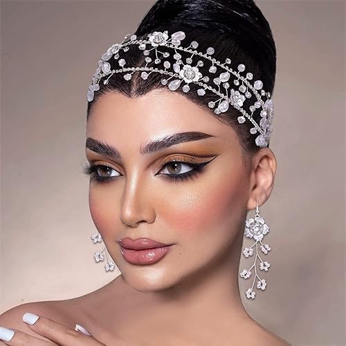 Miniatura 5 de ULAPAN Diademas de boda con flores, tocados de novia con diamantes de imitación para el cabello, accesorios para el cabello para niñas y mujeres