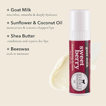 Dionis Goat Milk Moisturizing Hand Cream and Lip Balm Set, Berry Sparkle