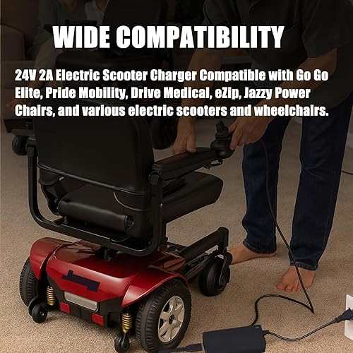 Miniatura 4 de Cargador eléctrico XLP de 24 V 2 A y 3 pines compatible con Go-Go Elite Traveller, Pride Mobility, Jazzy Power Chair Charger & Plus Ezip Mountain
