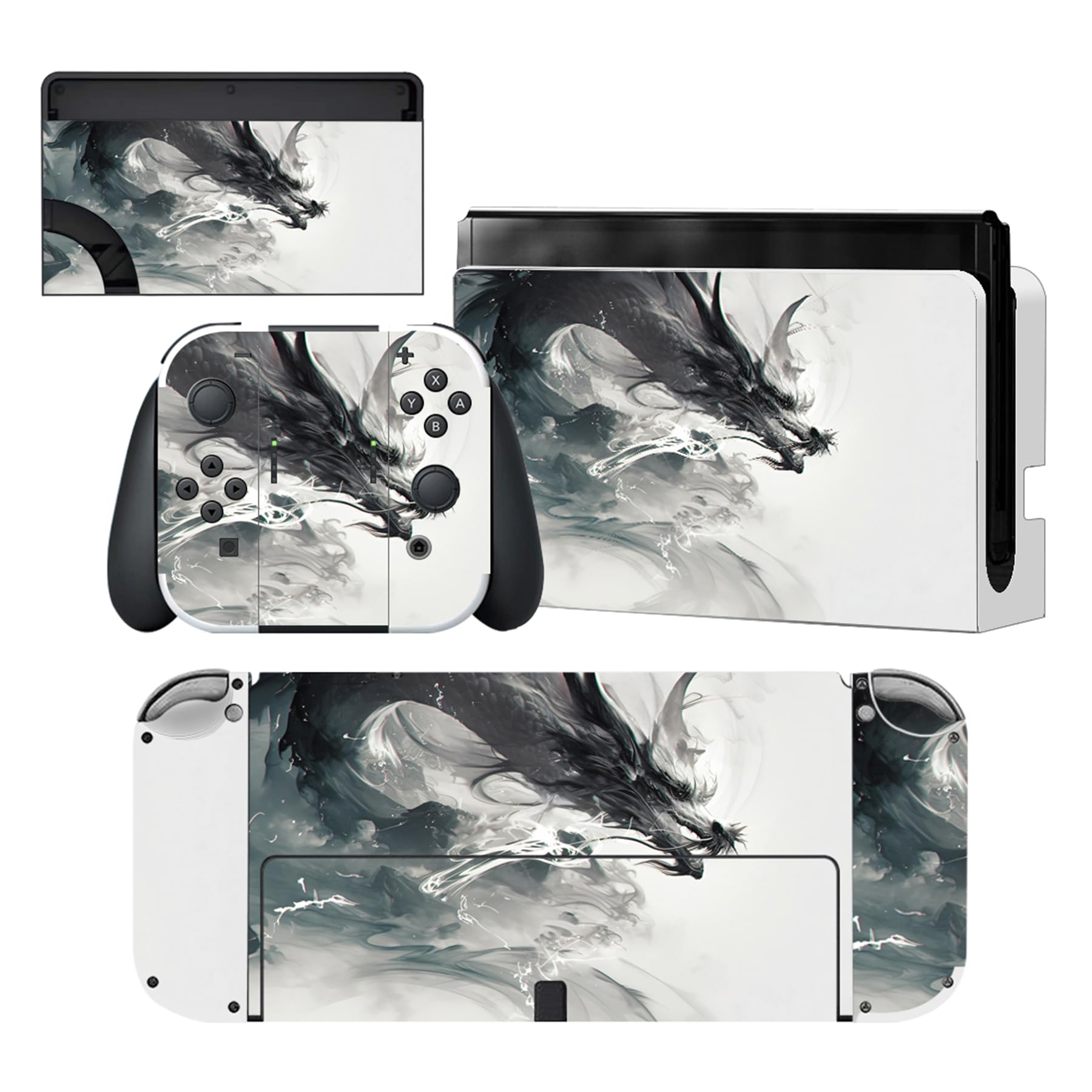 PlayVital Pegatina Protectora Completa para Nintendo Switch OLED - Calcomanías Decorativas para Joy-con y Consola, Skin Stickers Adhesivos (Azul Nebula) — view 43