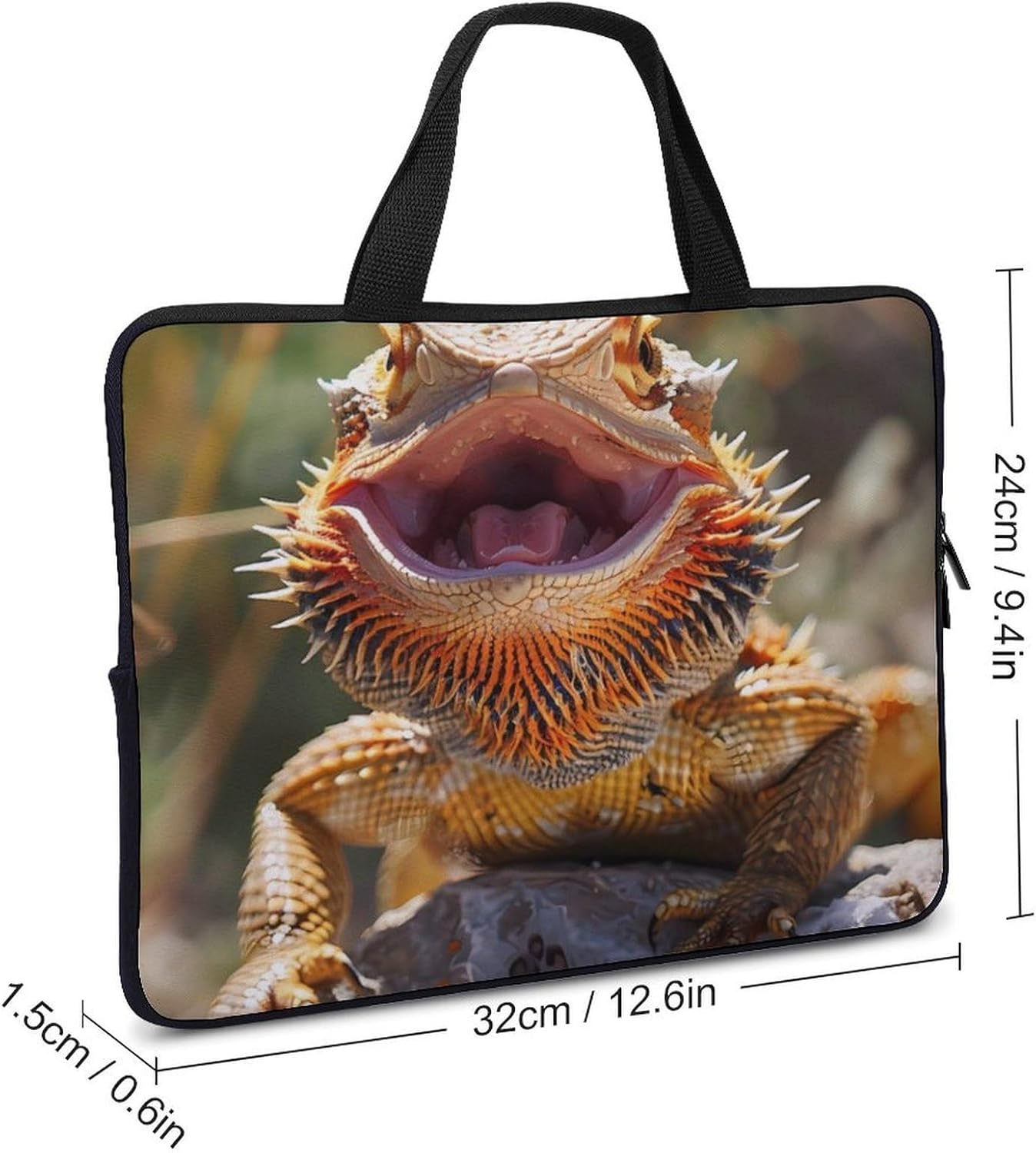 Cool Bearded Dragon Lizards Laptop Bag Print Computer Sleeve Case Protector Briefcase Totes for Women Men