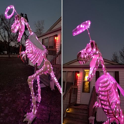 Miniatura 5 de RUICHEN Guirnalda de luces rosadas enchufables, 66 pies, 200 luces LED parpadeantes con control remoto, cable de cobre regulable, impermeable, luces