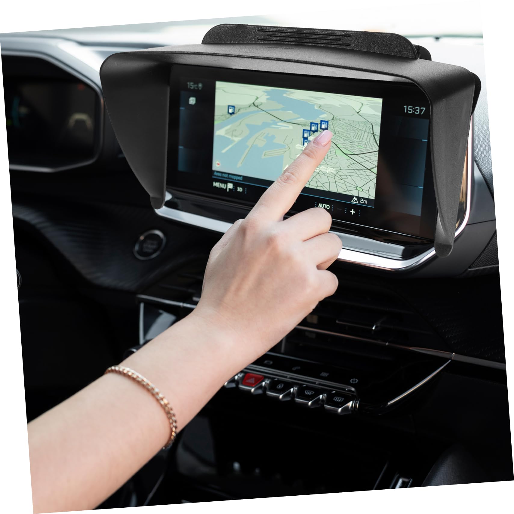 Parasole per Navigatore GPS da 7 Pollici in Plastica Regolabile | Clip ad Aggancio per Diversi Modelli di Auto, in Viaggio e Tragitti Urbani, Riduce Affaticamento Visivo