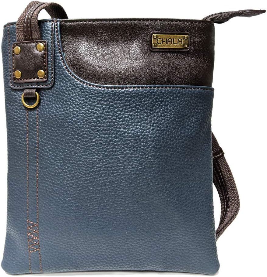 Chala Small Crossbody Phone Purse | SOFT Vegan Leather SWING Bag in Navy Blue Color (Navy Handbag Only + Indigo Wallet Gift)