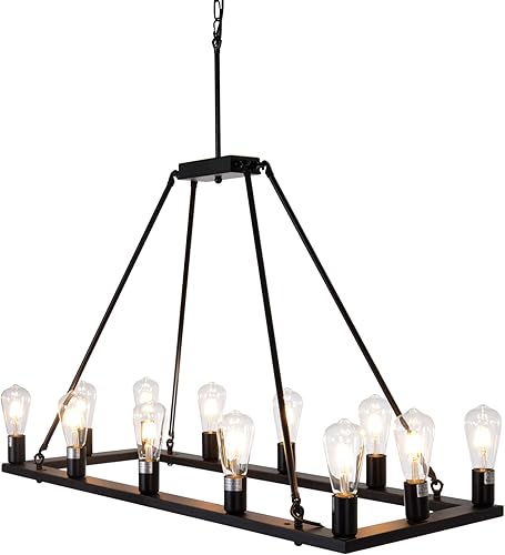 Miniatura 9 de Candelabro rectangular vintage para isla de cocina, colgante rústico de granja, lámparas industriales antiguas, lámpara de techo para comedor, sala