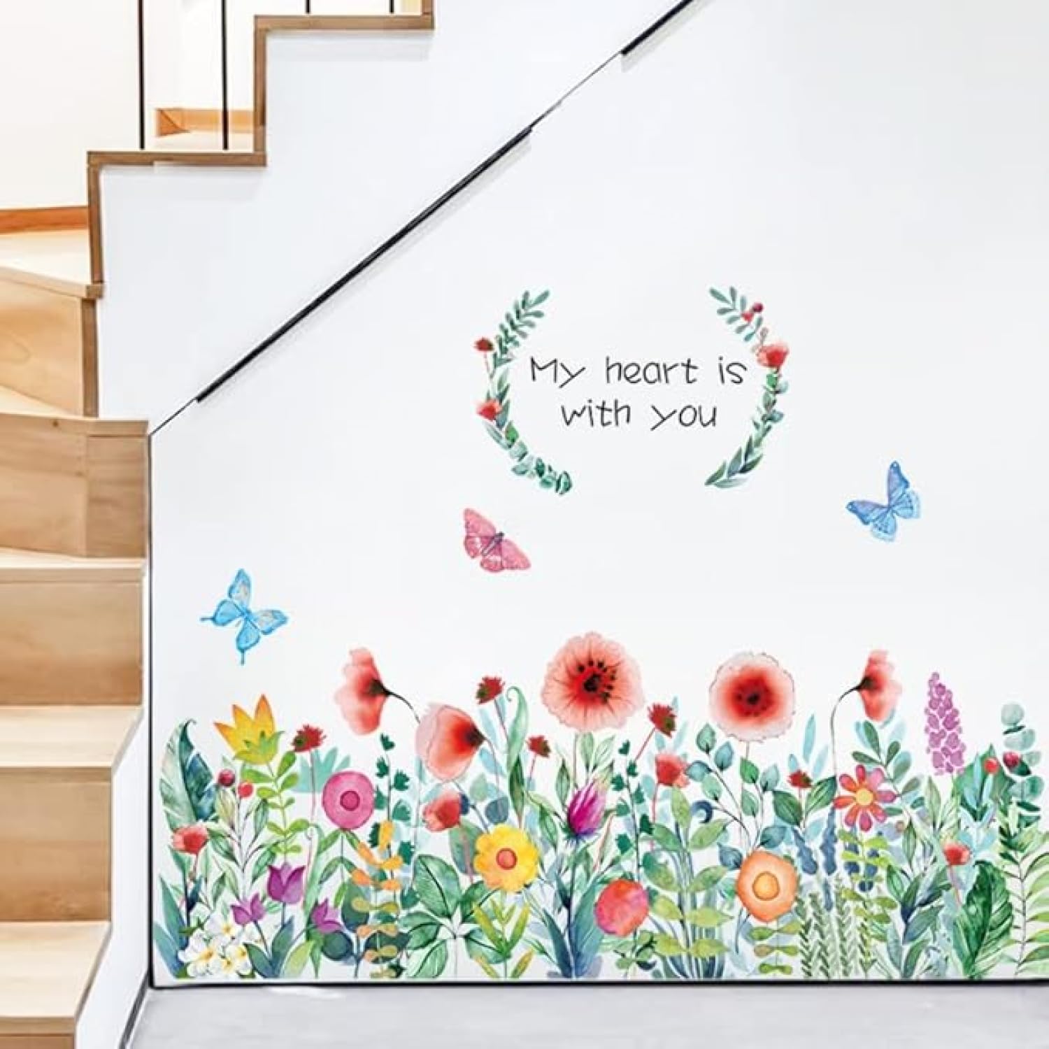 JAAMSO ROYALS Colourful Blooming Flower with Coloured Butterfly Wall Stickers for Living Room Flowers, Floral Wall Stickers, Flower Sticker, Nature Wall Stickers (90 CM X 60 CM) (B0BGHT4482) Amazon Price History, Amazon Price Tracker