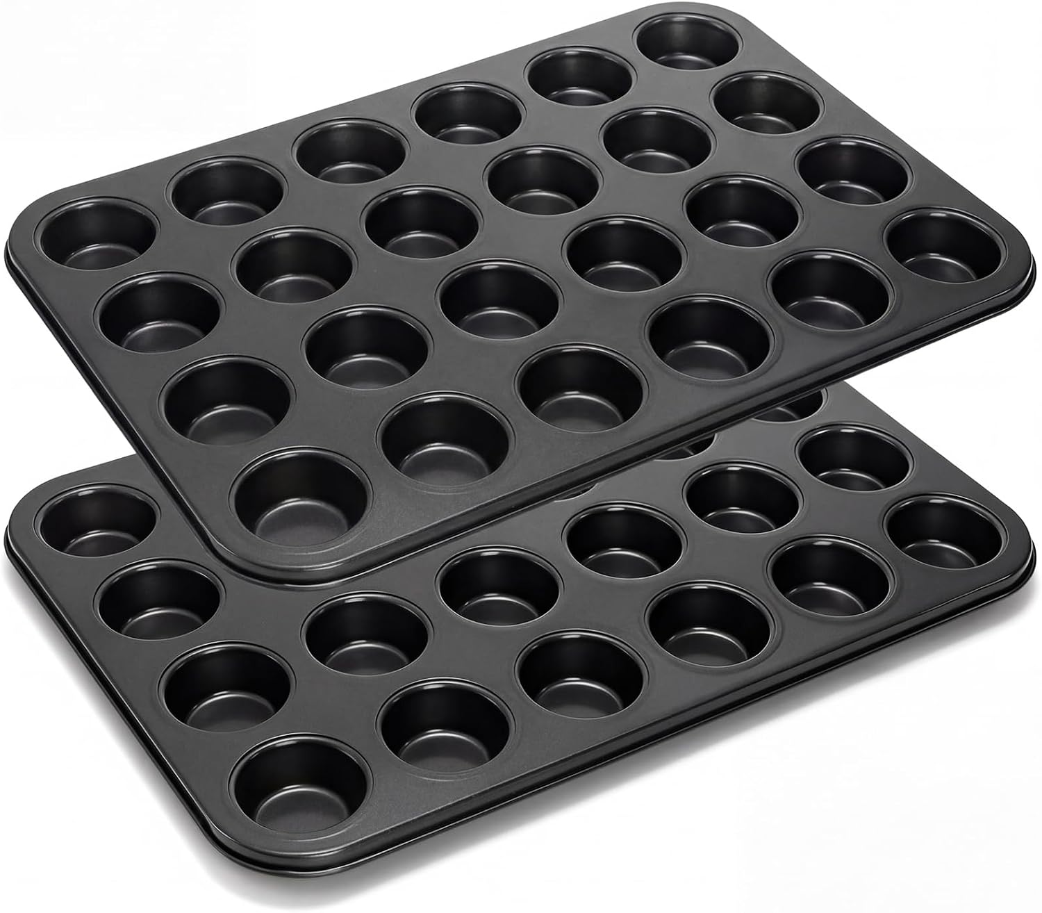 Kingrol 2 Pack Petite Mini Muffin Pan, 24-Cup Nonstick Carbon Steel Mini Cupcake Pan, Bite-Size Muffin Tin for Brownie Bites, Egg Bites, Candy and Mini Desserts