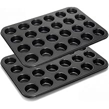 Kingrol 2 Pack Petite Mini Muffin Pan, 24-Cup Nonstick Carbon Steel Mini Cupcake Pan, Bite-Size Muffin Tin for Brownie Bites, Egg Bites, Candy and Mini Desserts