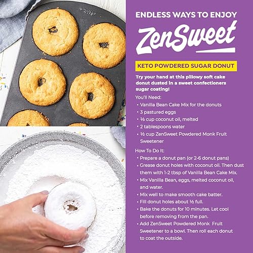 Miniatura 5 de ZenSweet Edulcorante de fruta de monje en polvo sustituto de azúcar 11 3 paquetes de azúcar de confiteros sin azúcar cero calorías cero índice