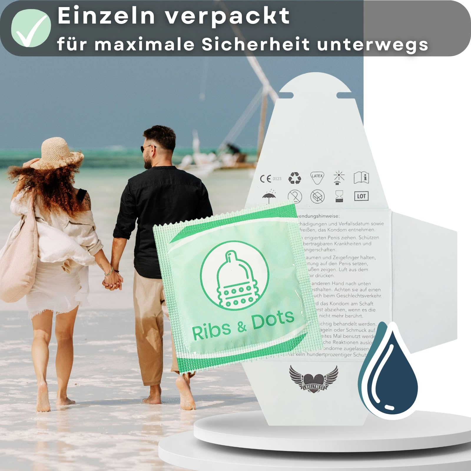 Kondome mit starken Noppen und Rippen - 200 Stück, 52mm - Gefühlsecht, extra dünn, extra Gleitfilm von Lovelyness