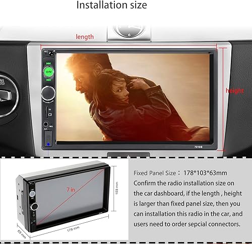 Miniatura 8 de UNITOPSCI Estéreo de coche doble DIN de 7 pulgadas con pantalla táctil de audio para automóvil con audio Bluetooth, llamadas manos libres, cámara de