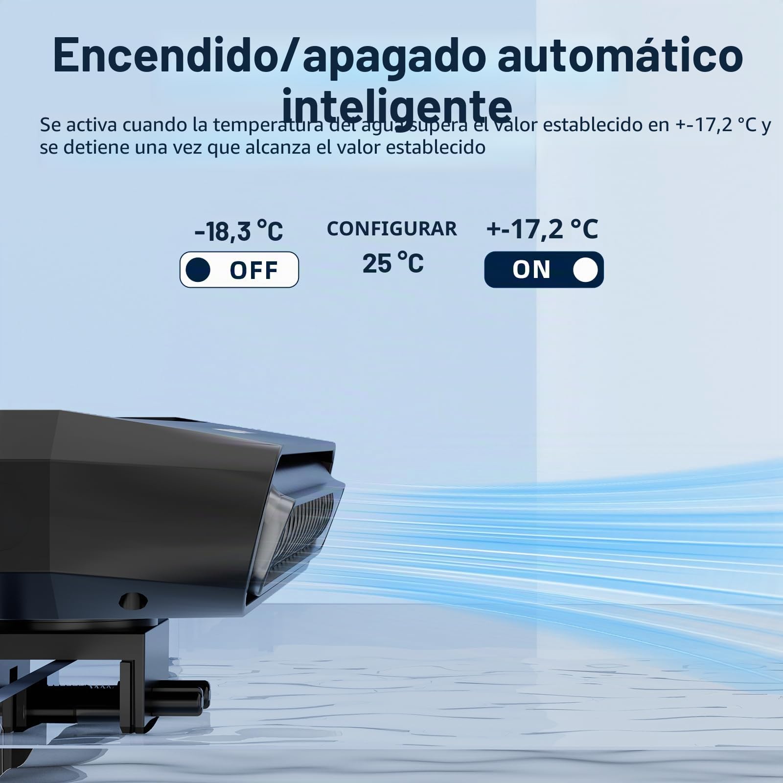 AQUASMITH Ventilador Enfriador de Acuario, Enfriador de pecera con Control de Temperatura, Ajuste mínimo de 15.0 °C, Arranque y Parada automática, Efecto de refrigeración de -14.8 a 12.8 °C, 3 Modos