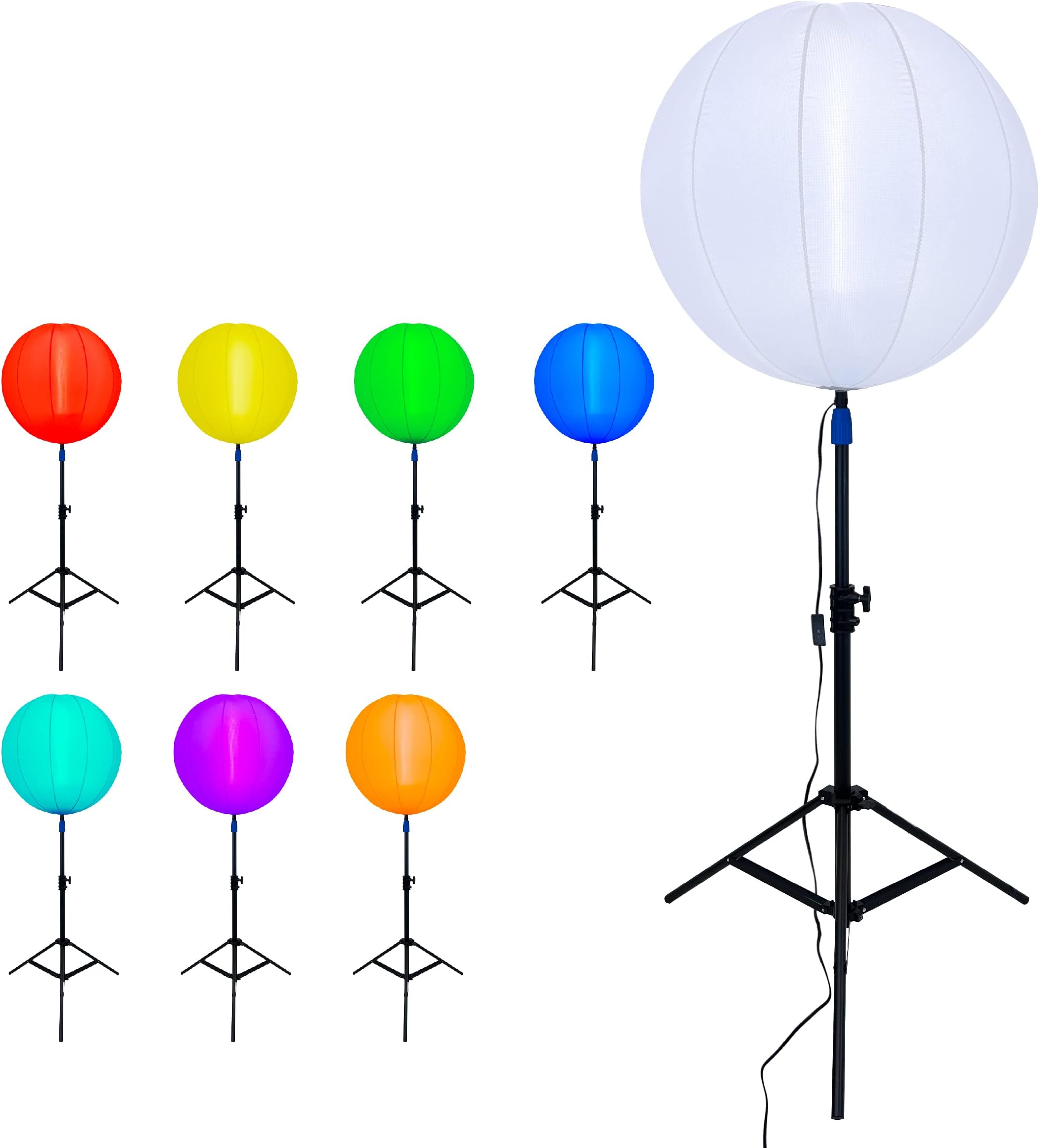 EasyGo ProductBalloon Light – 32” Inflatable W/Tripod – Bluetooth – 10,000 Lumens - 100 Watt – 120 Volt – Hanging or Tripod Mounted - Work Light, Construction, Stage & Event Decoration