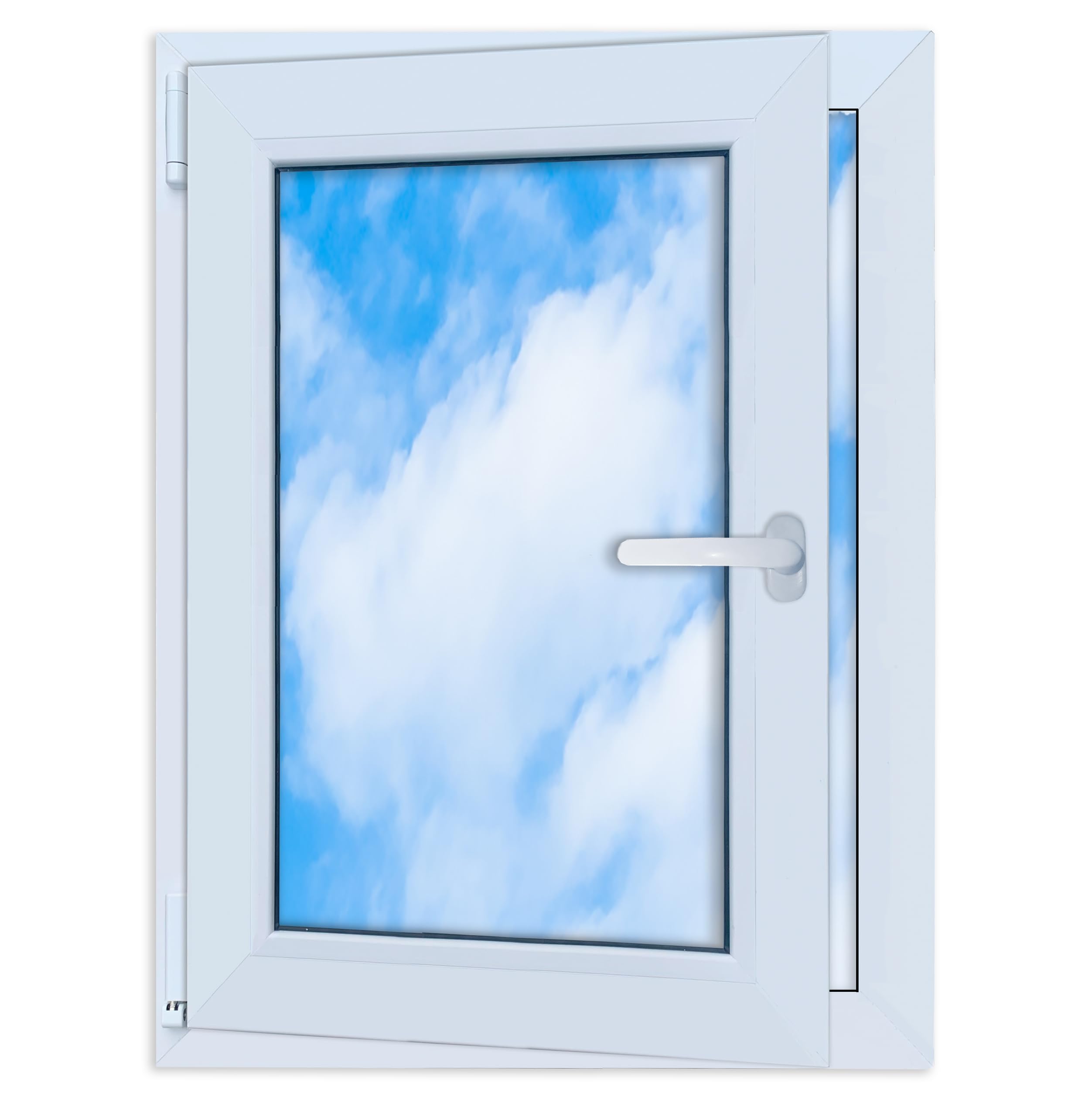 LORAC | Kunststofffenster weiß 600x800mm, 60x80cm, PCV, DIN Links, kippbar & ausstellbar, 2-fach Verglasung, energiesparend – Fenster mit CE-Zertifikat für Keller und Wohnung