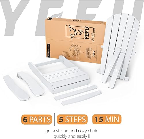 Miniatura 9 de YEFU - Sillas Adirondack de plástico resistentes a la intemperie - Sillas con aspecto de madera real, fácil instalación en 5 pasos, para exteriores,
