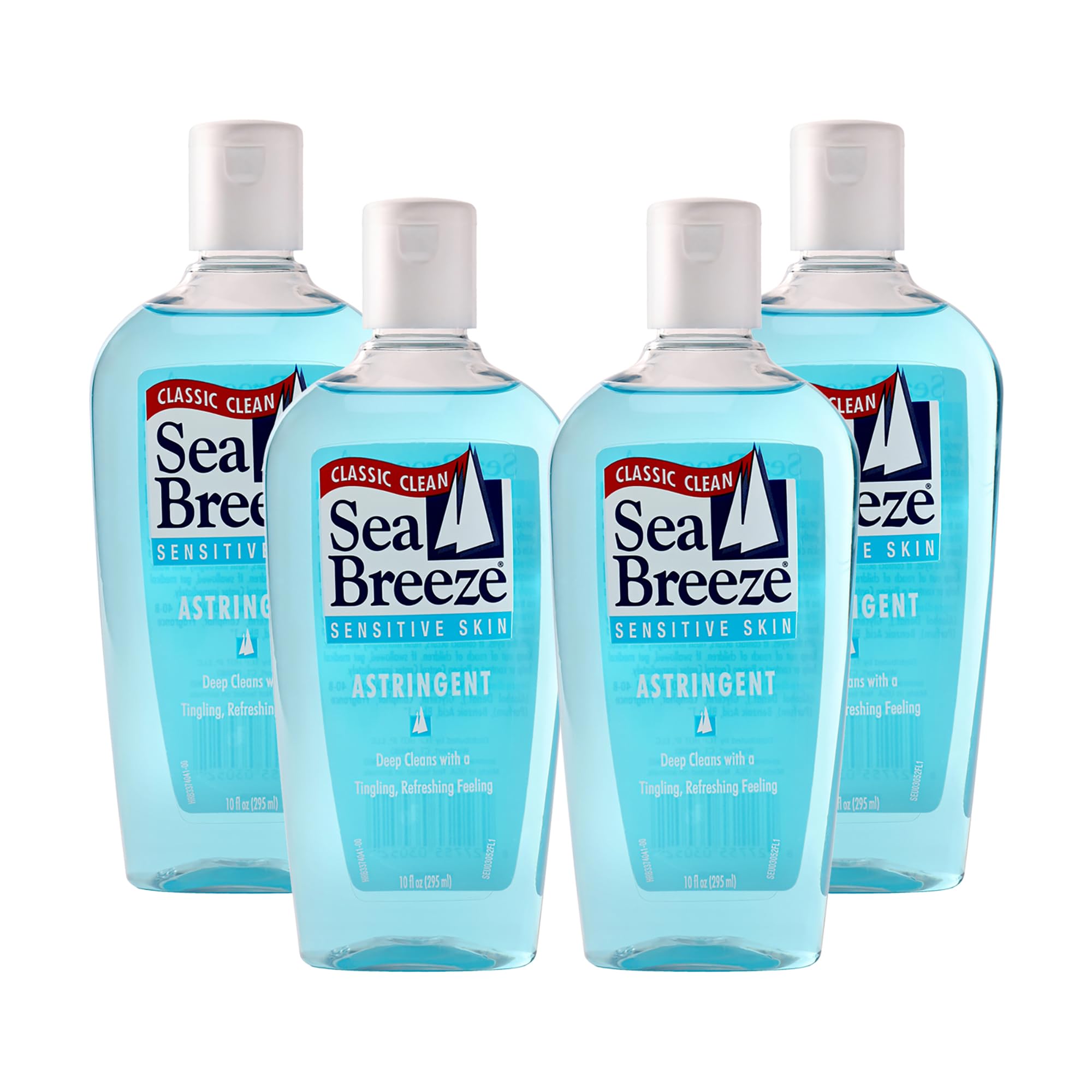Sea Breeze Astringent Sensitive Skin - Facial Cleanser with Natural Oils for Deep Pore Cleansing and Acne Control - Refreshing Face Cleanser - 4 pc
