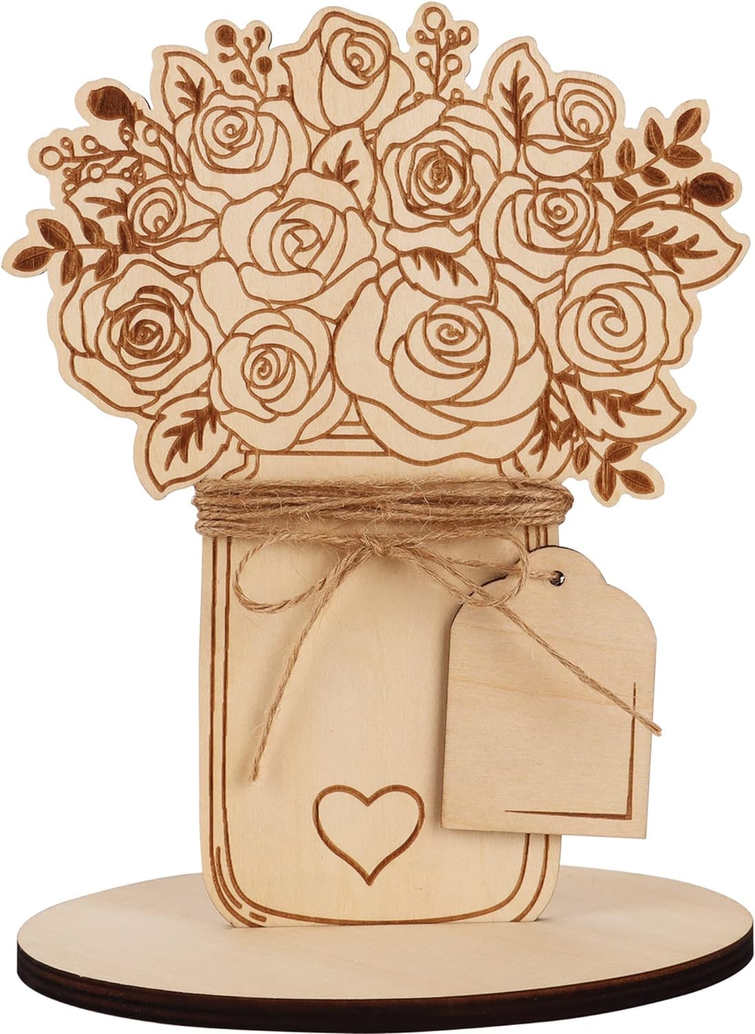 BS AMOR Mother's Day Flowers Crafts, Wooden Flower Card, DIY Mothers Day Gift for Mum Grandma, Blank Flower Card, Wood Ornaments Flower Embellishments Wooden Slices Home Decoration