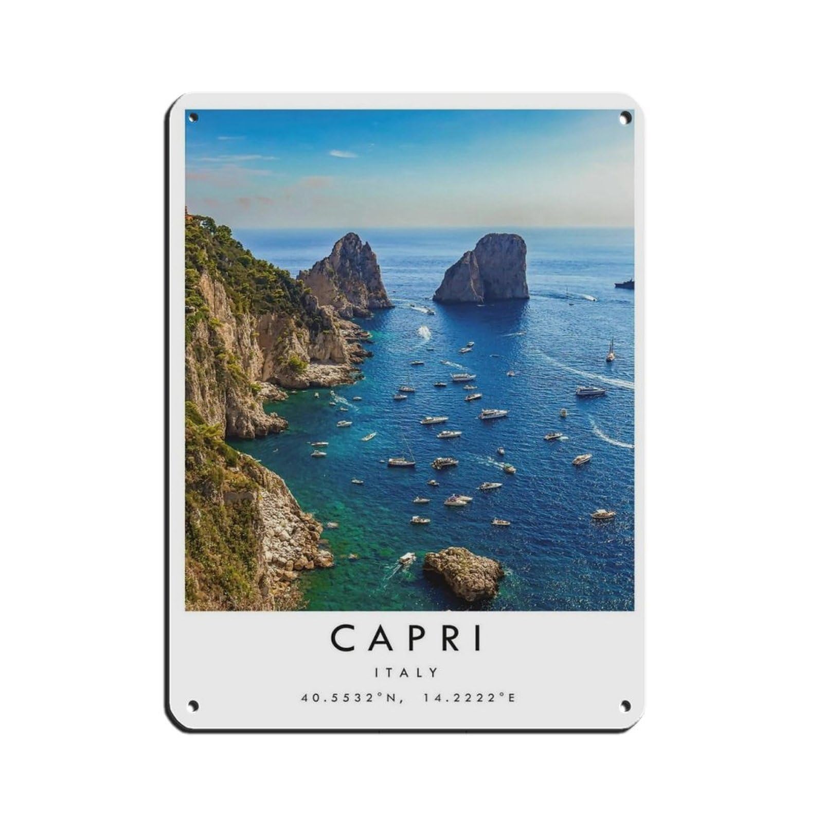 Capri Travel, Capri Poster Tin Sign Vintage Metal Pub Club Cafe Bar Home Wall Art Decoration Poster Retro 12x16inch(30x40cm)