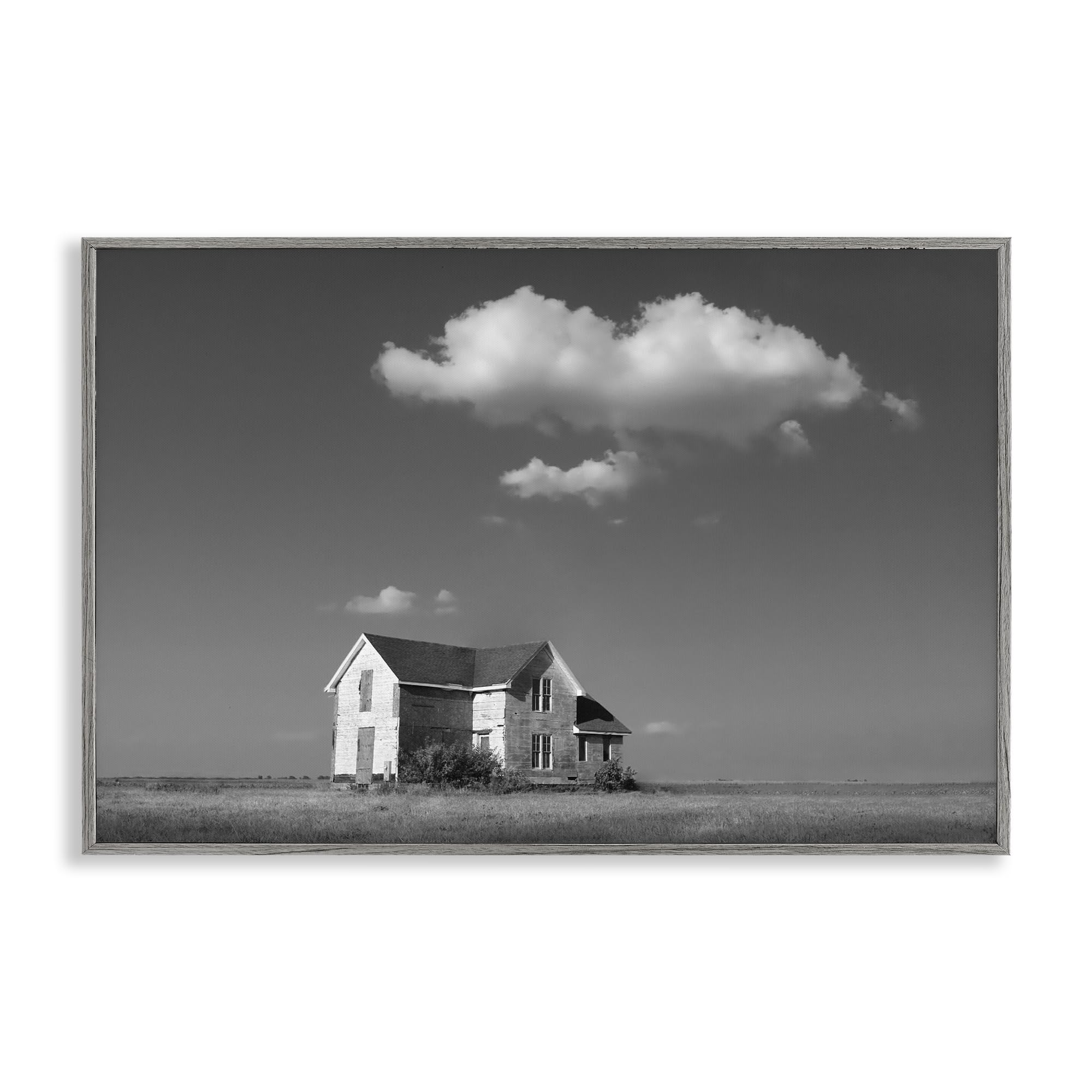 Stupell Industries Farmhouse Gray (Textured) 'Solitary Erstwhile Cottage'| Framed Giclee Art