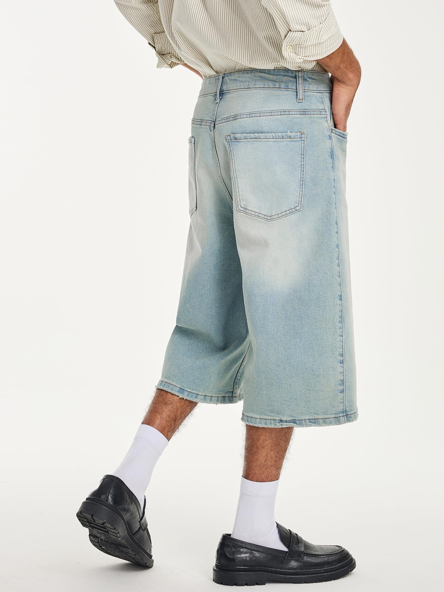 JMIERR Jeans Shorts Herren 3/4 Baggy Kurze Hosen Sommer Casual Weite Bermuda Kurze Jeans Herren Stretch Y2K Streetwear Denim Shorts Loose Fit Freizeithosen