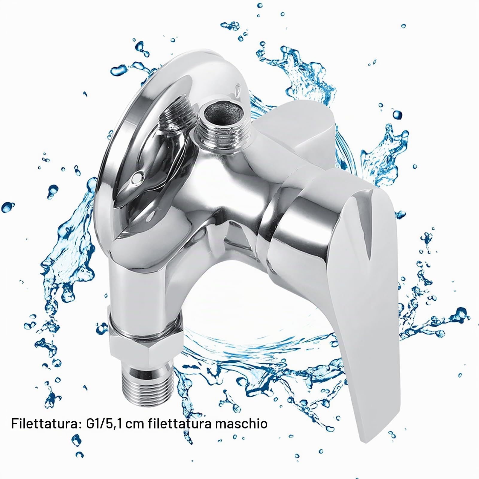 Yosoo Health Gear Miscelatore di temperatura, caldo/freddo, doccia a parete, filettatura G1/2 per acqua calda e fredda