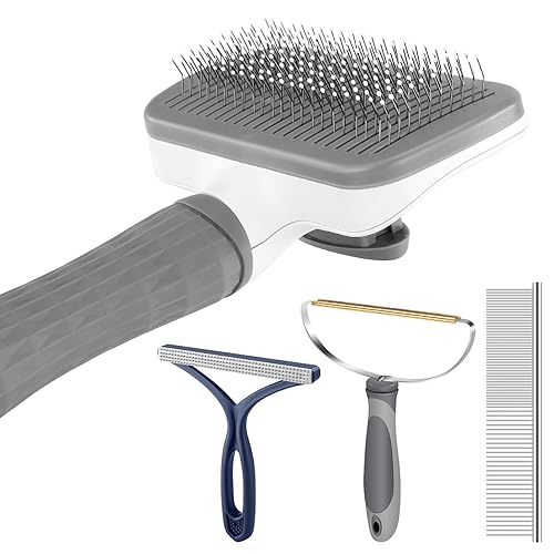 Miniatura 5 de Cepillo de aseo para perros, cepillo deslizante para mascotas con rastrillo de capa interior, peine de pelo anudado desenredante, peines de