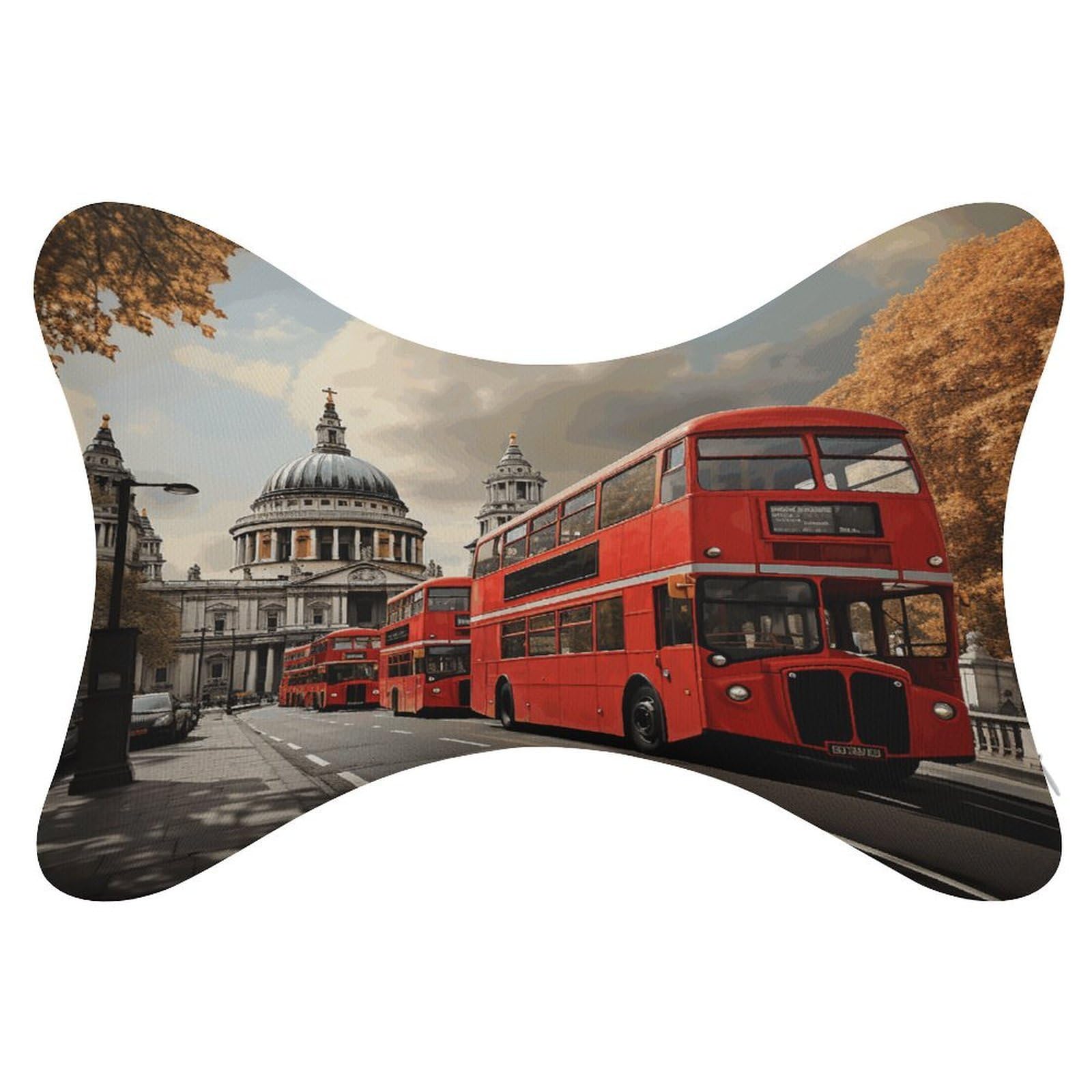 Khauerbc Style Red Bus Car Headrest Pillow - 2 Pack,Neck Pillow With Washable Removable Cover,Car Travel Pillow For Car Bus Truck Driving Comfort
