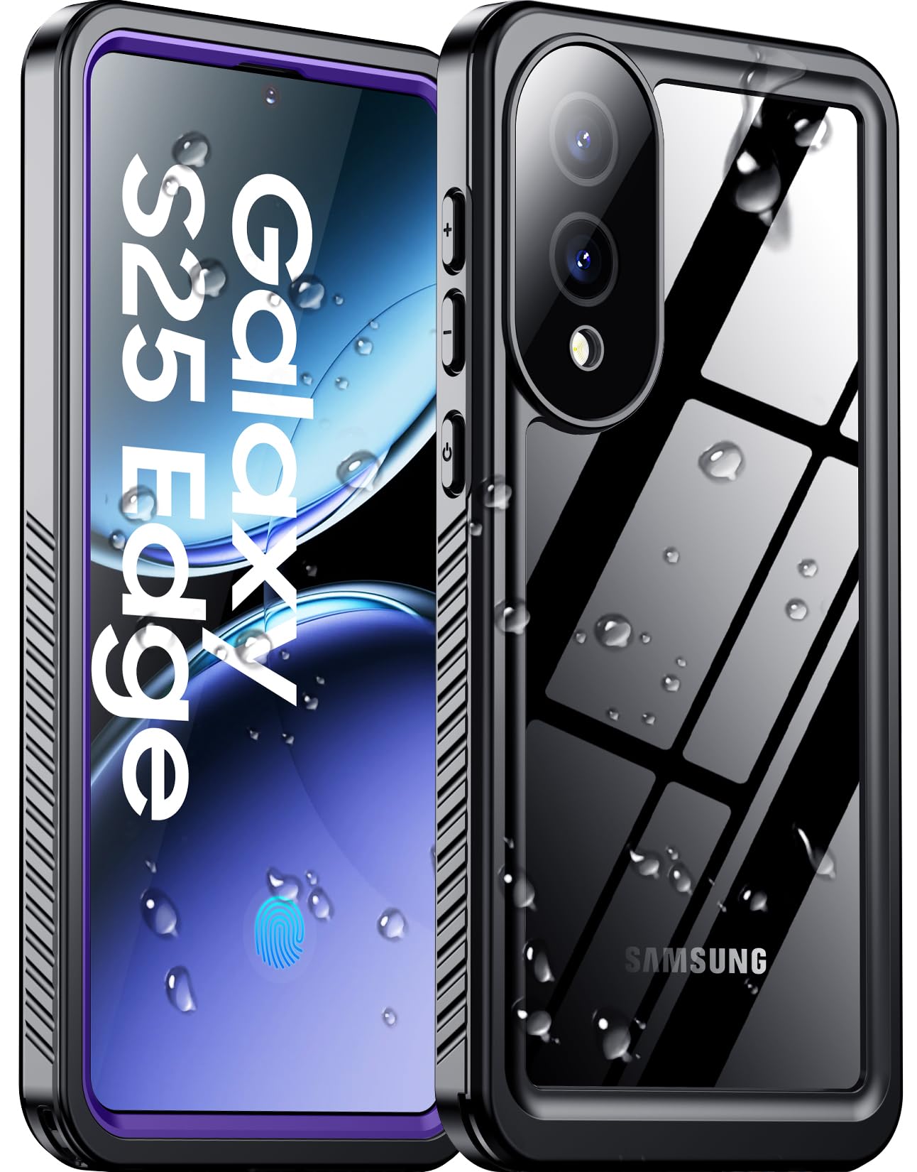 Temdan Designed for Samsung Galaxy S25 Edge Case Waterproof, Built-in Lens & Screen Protector Military Grade Shockproof Dropproof IP68 Underwater Full
