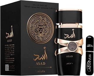 Lattafa Asad Original 100ml Perfume Árabe Para Hombre Incluye Atomizador 5ml Lacosvi Recargable, Perfume Oriental Intenso De Larga Duración