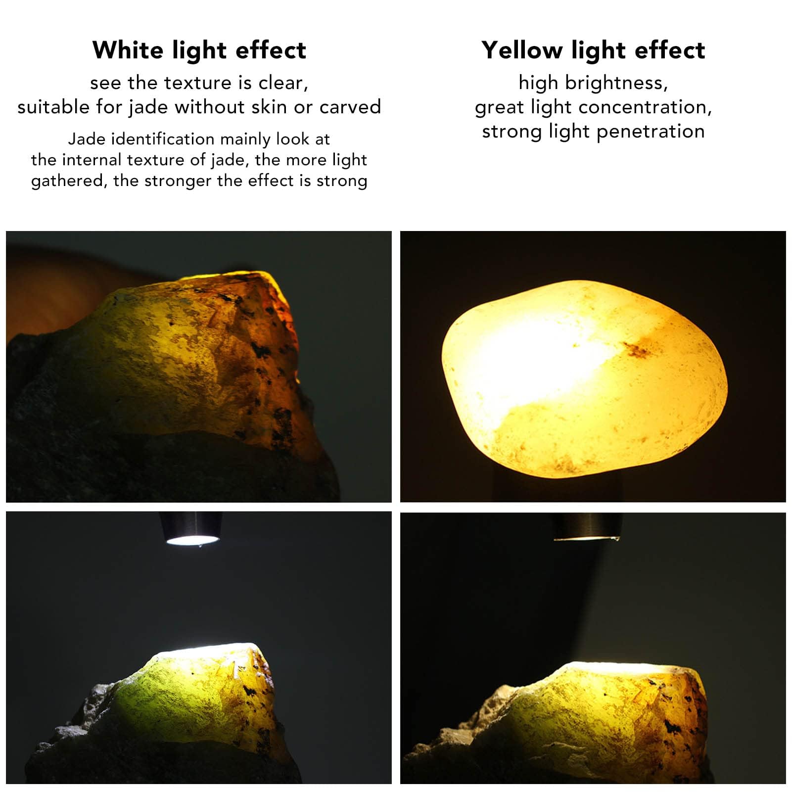 Jade Bewertung Licht Aluminiumlegierung LED Lampe Perlen Tragbare 3 Lichtquelle Stufenlos Dimmen LED für Schmuck (Schwarz)