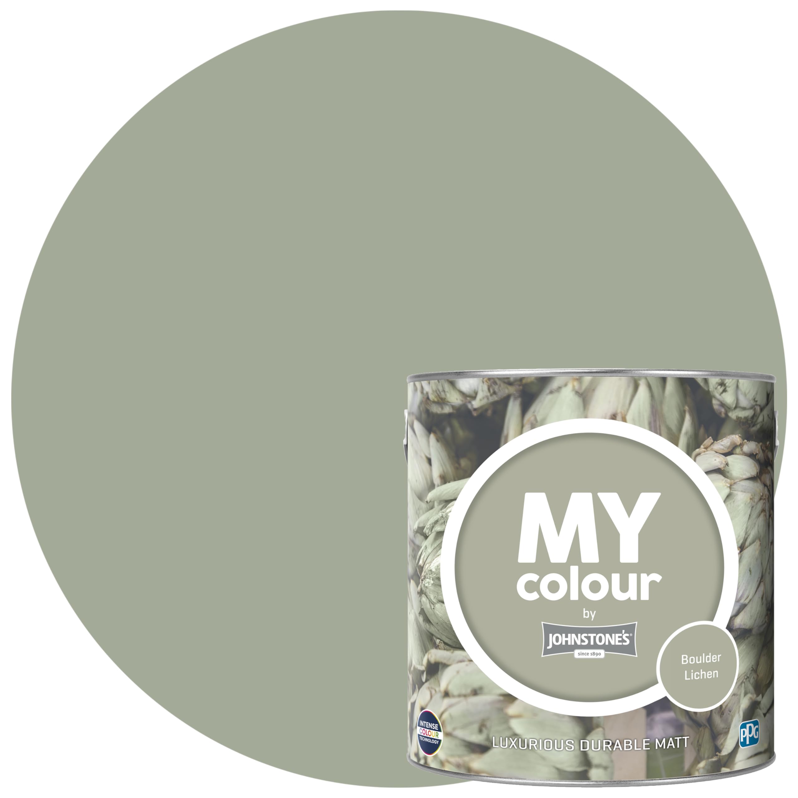 Johnstone's My Colour Durable Matt Paint Boulder Lichen2.5L from B&Q