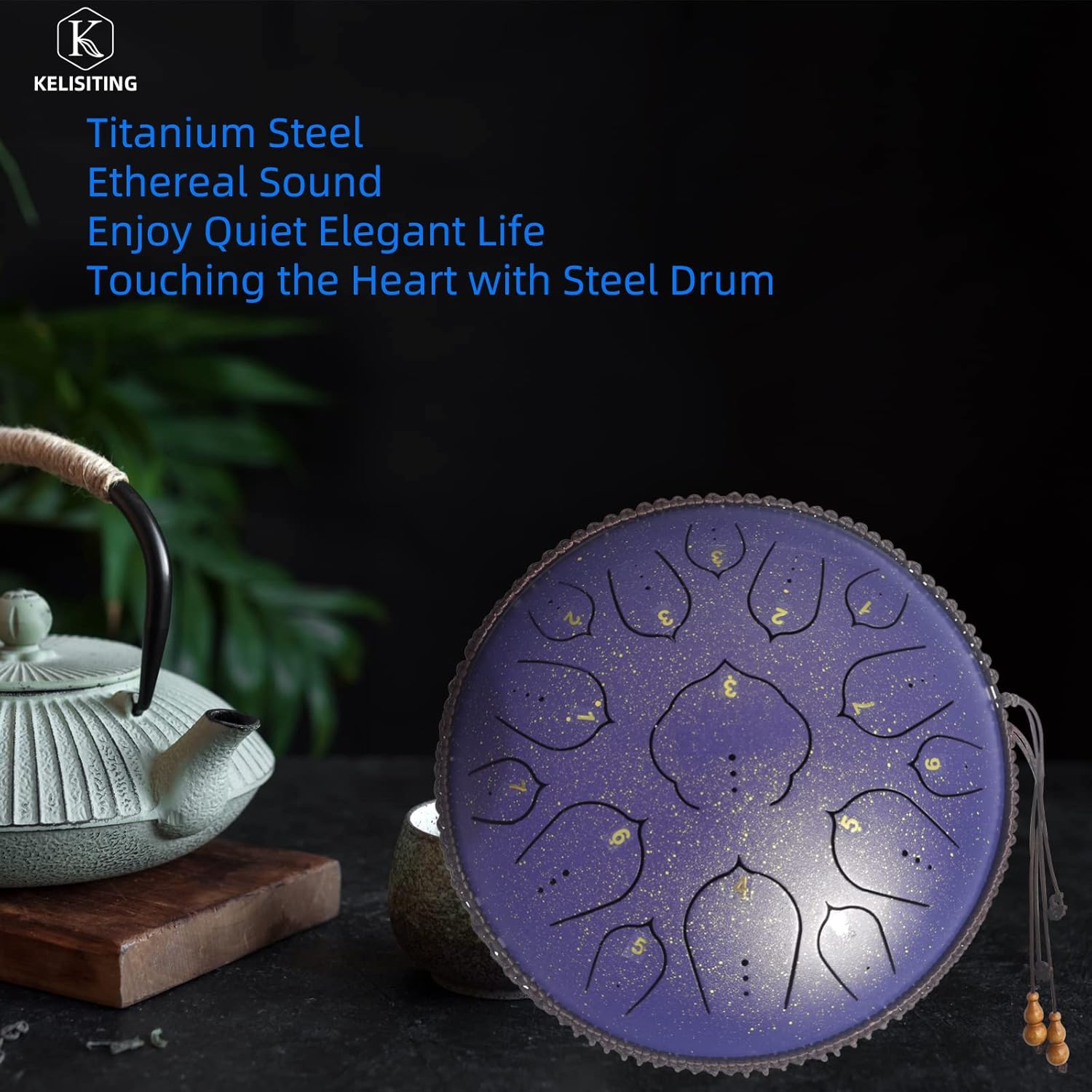 14 Inch 15 Notes D Major Steel Tongue Drum,Premium Adult's Music Hand Drum Instrument,Clean Clear Ethereal Sounds,Purple - Image 5