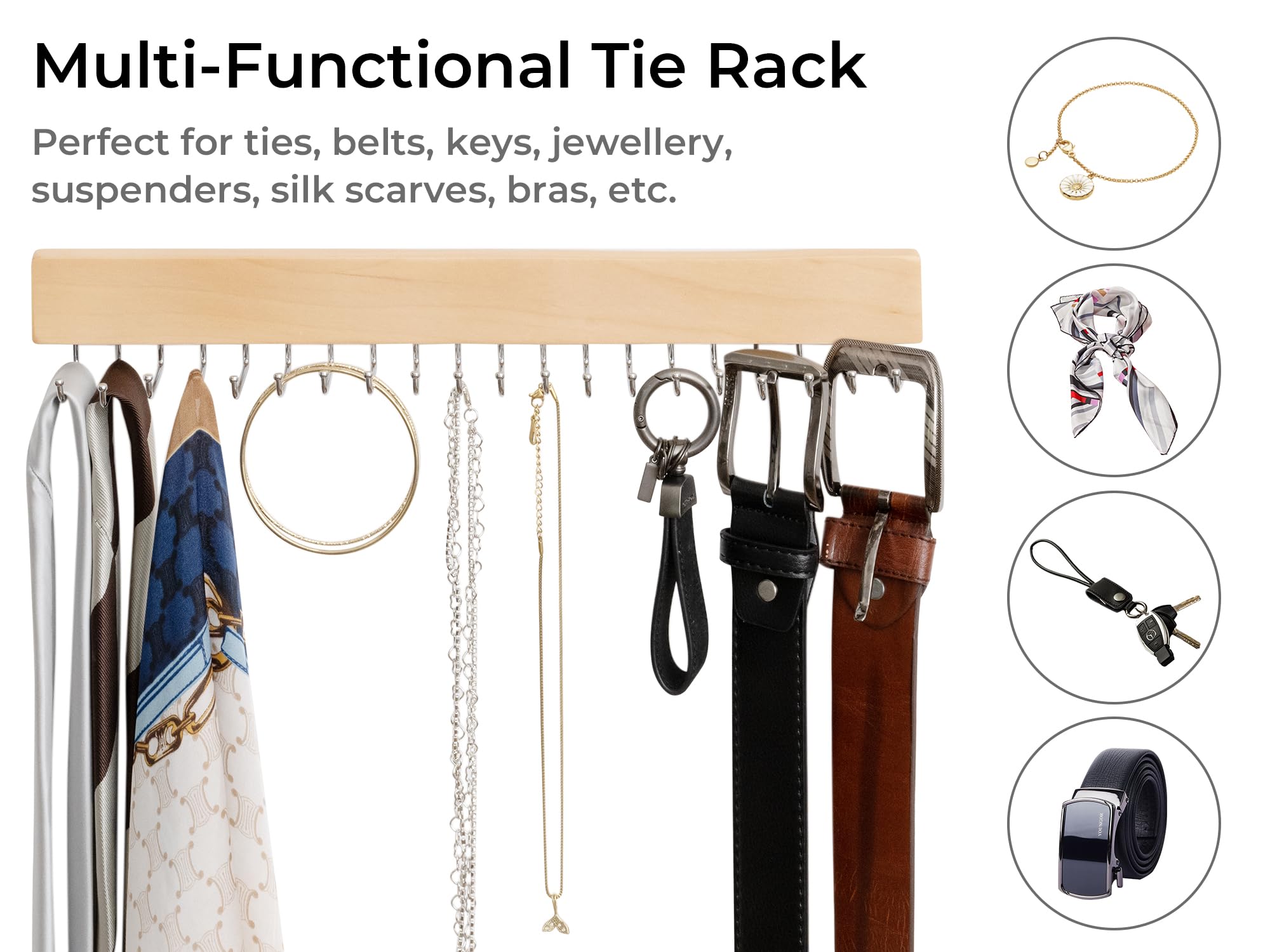 Percha Corbatas Percha Para Corbatas De Madera Con 20 Ganchos