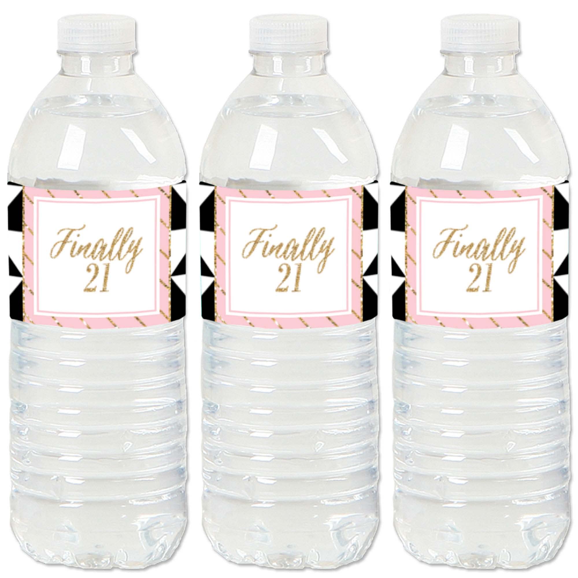 Big Dot of Happiness Finally 21 Girl - 21st Birthday Party Water Bottle Sticker Labels - Set of 20