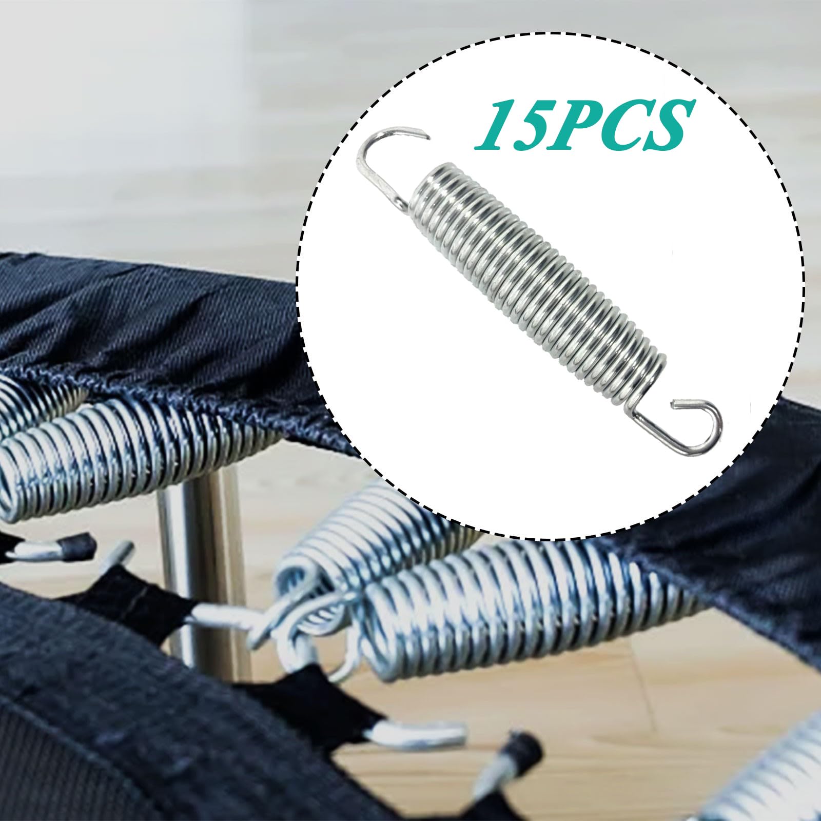 15 sztuk sprężyn trampolina 140 mm średnica cewki 3 mm podwójny hak | Sprężyna zaciskowa, sprężyna, akcesoria do mocowania trampoliny