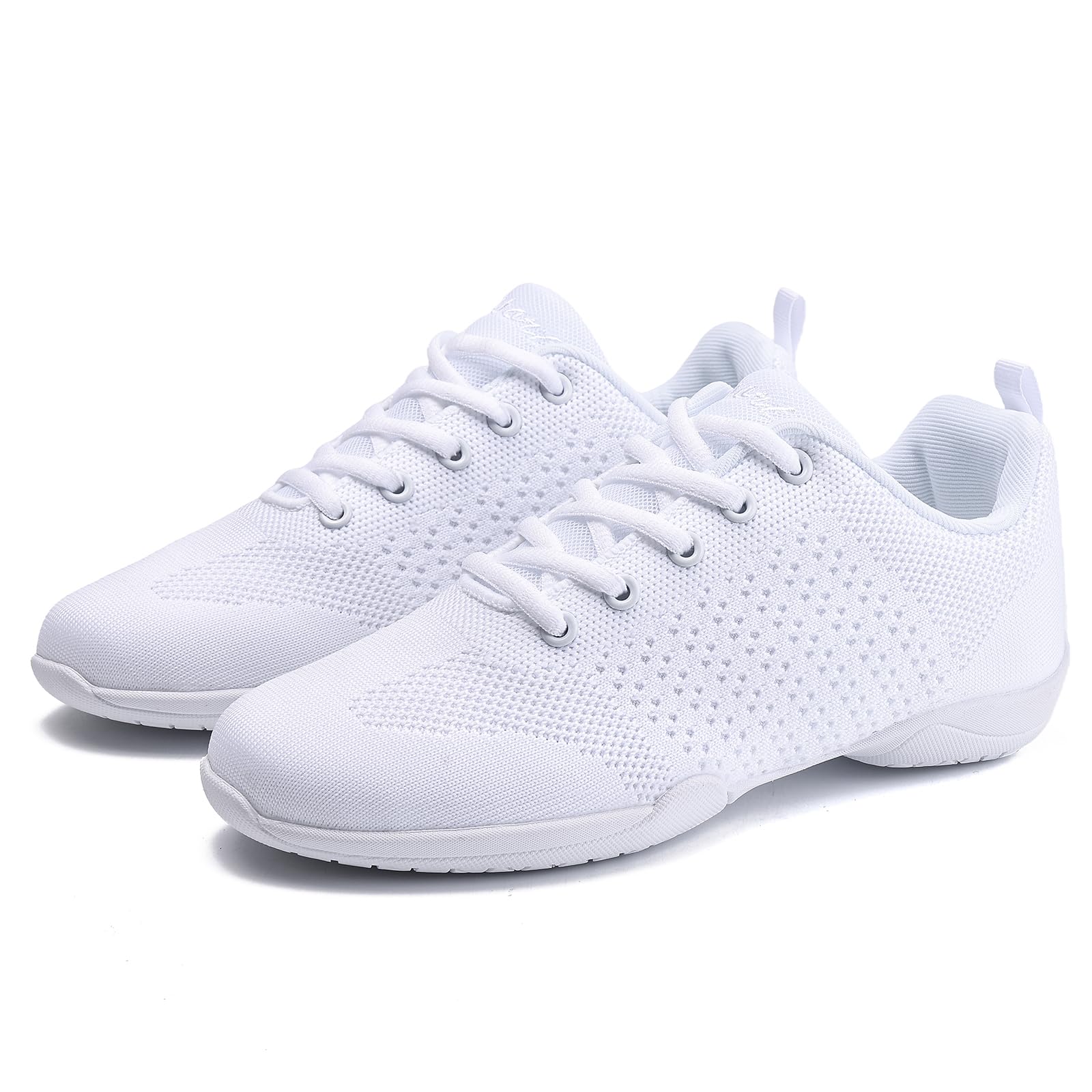 Scarpe da cheer giovani ragazze bianche scarpe da cheerleading danza atletica allenamento tessuto traspirante danza leggera competizione confortevole sport bambini ragazze cheer sneakers