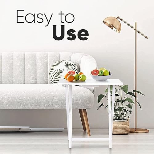 Miniatura 69 de PJ Wood Mesa rectangular plegable portátil para servir aperitivos, construcción de madera maciza con acabado natural (juego de 4 piezas)